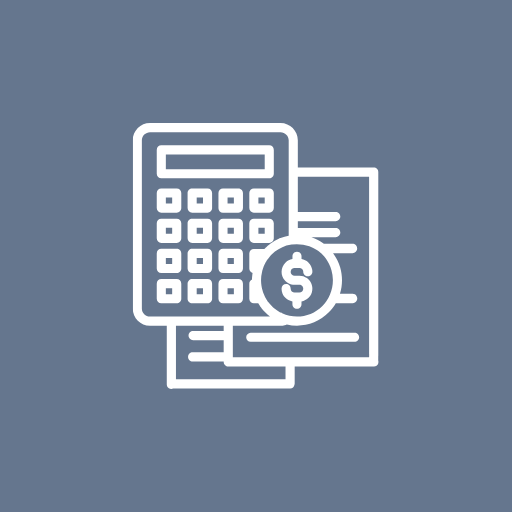 Calculadora y documentos financieros con símbolo de dólar.